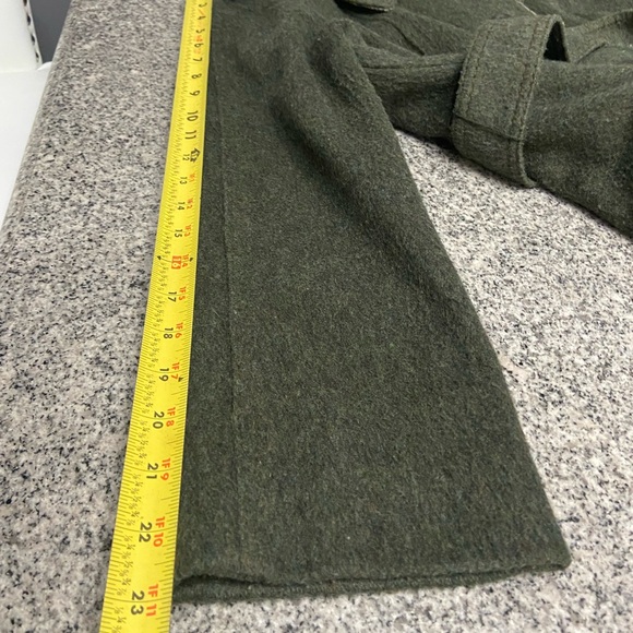 Vintage Rare 70s-80s German Fitted Loden Wool Green Womens Long Cape Coat US 8 - Picture 15 of 17
